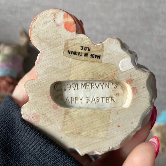 MERVYNS‎ Vintage 1991 Easter Set Of Three Figures Bunny Rabbit Pastel - Picture 7 of 8